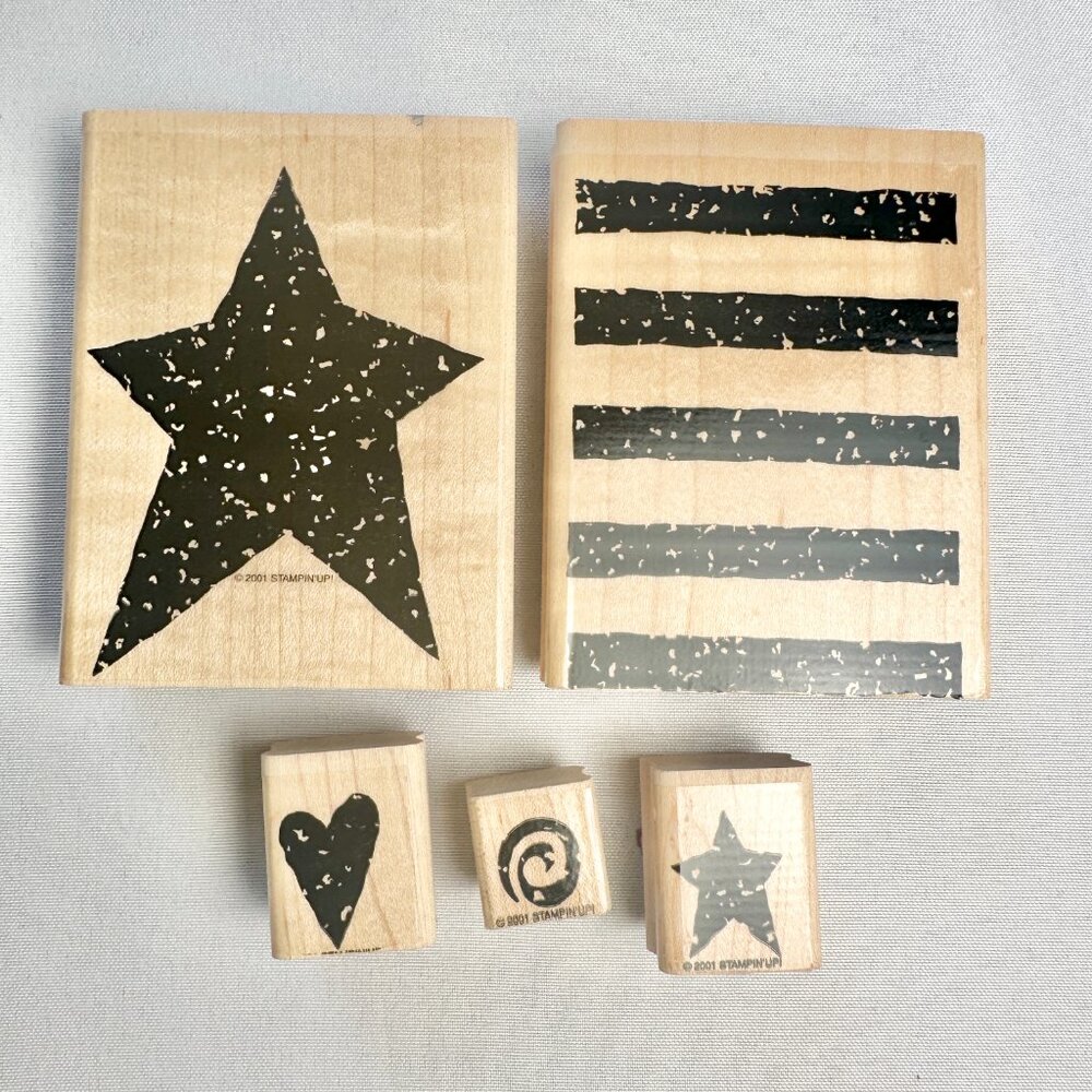 Stampin' Up! Lot of 2 Wooden Stamp Sets 2001 Old Glory 2004 Sporting Goods - Picture 2 of 7